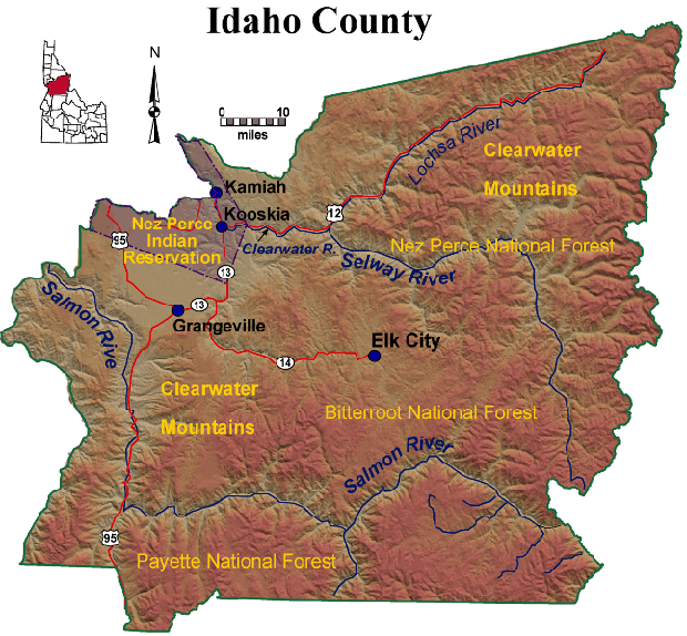 Idaho County Idaho Map Idaho County